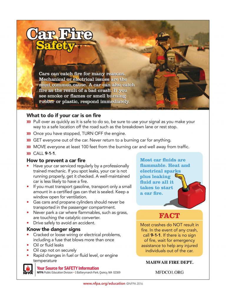 Car Fire Safety Tips | Mahwah Fire Rescue Co #1